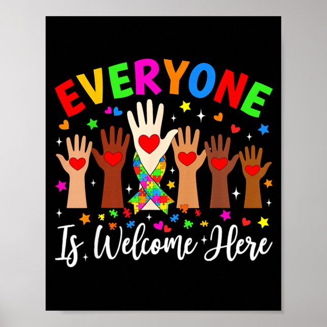 Alla är välkomna här autism medvetenhet lärare poster (Framsidan)