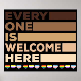 Alla är välkomna här Färg Skin Gay pride Poster