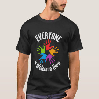 Alla är välkomna här inkluderande mångfald lär t shirt