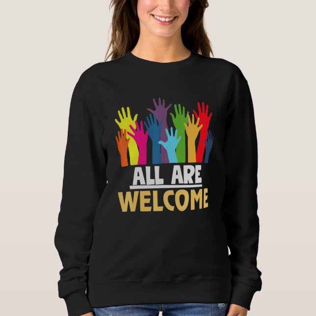 Alla är välkomna här, invandrade Höger T Shirt (Framsida)
