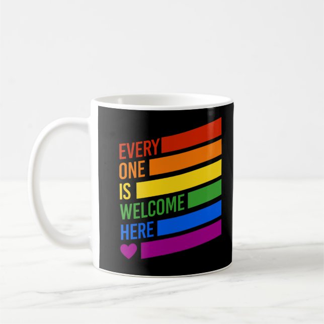 Alla är välkomna här kaffemugg (Vänster)