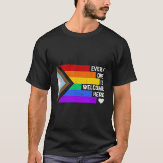 Alla är välkomna här TransGay Lgbtq Rainbow P T Shirt