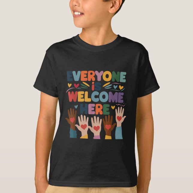 Alla är välkomna hit Idaho Lärarutbildning T Shirt (Framsida)