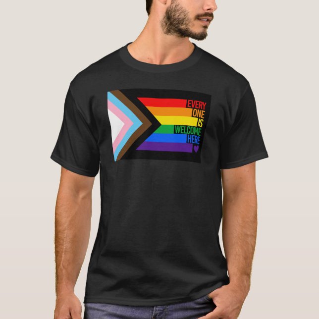 Alla är välkomna hit (Progress-Pride), Flagga T Shirt (Framsida)