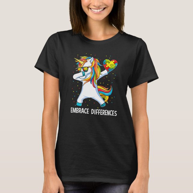 Alla Autism Acceptans Omfamna Skillnader Uni T Shirt (Framsida)