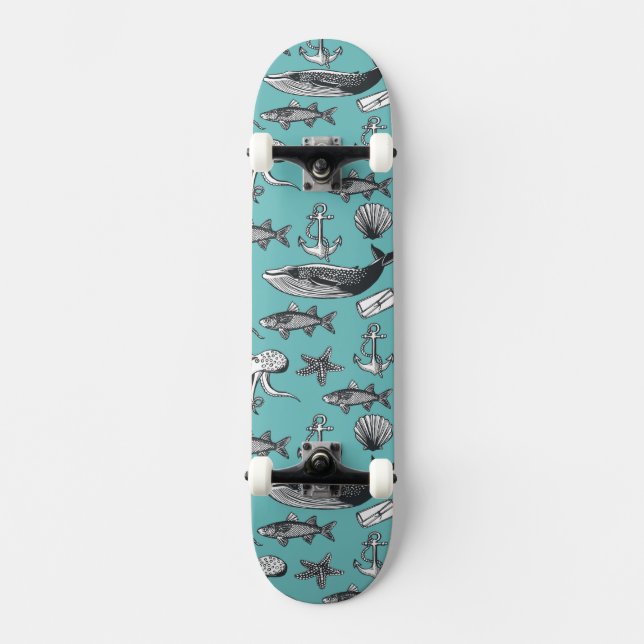 Alla av havsmönster skateboard bräda 20,5 cm (Framsida)