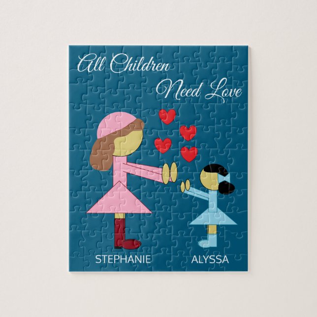 Alla barn behöver Kärlek: Djuphavsblått Pussel (Vertikal)