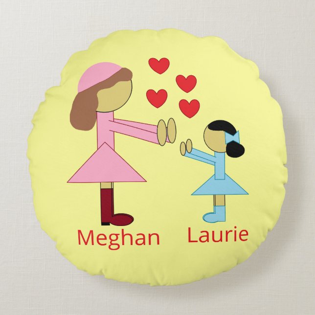 Alla barn behöver Kärlek: Gult Rund Kudde (Framsidan)