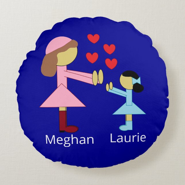 Alla barn behöver Kärlek: Mörk blått Rund Kudde (Framsidan)