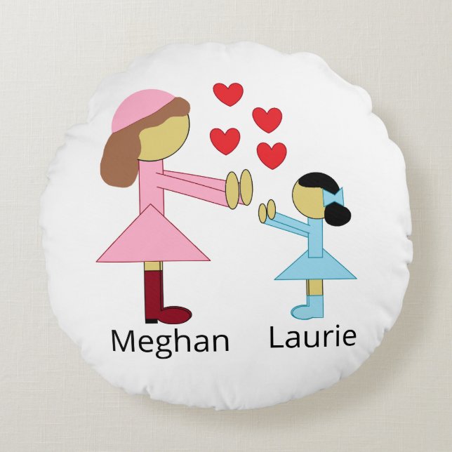 Alla barn behöver Kärlek: vit Rund Kudde (Framsidan)