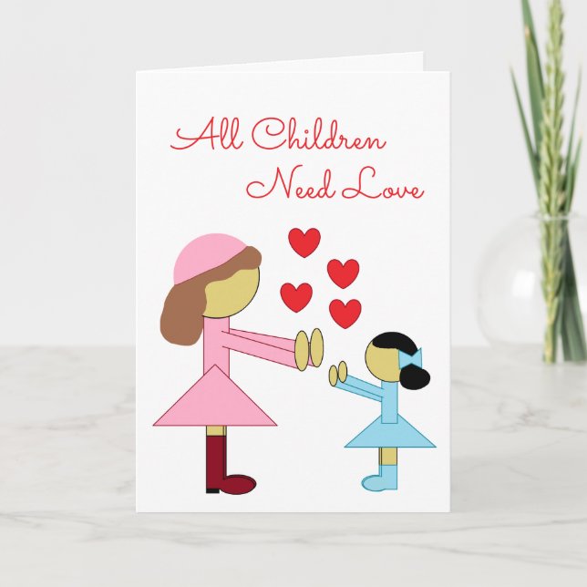 Alla barn behöver Kärlek: vit tom Kort (Framsida)