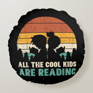 Alla barn läser Retro Read Bok Älskare Boys Gi Rund Kudde