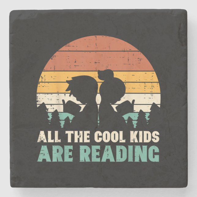 Alla barn läser Retro Read Bok Älskare Boys Gi Stenunderlägg (Framsidan)