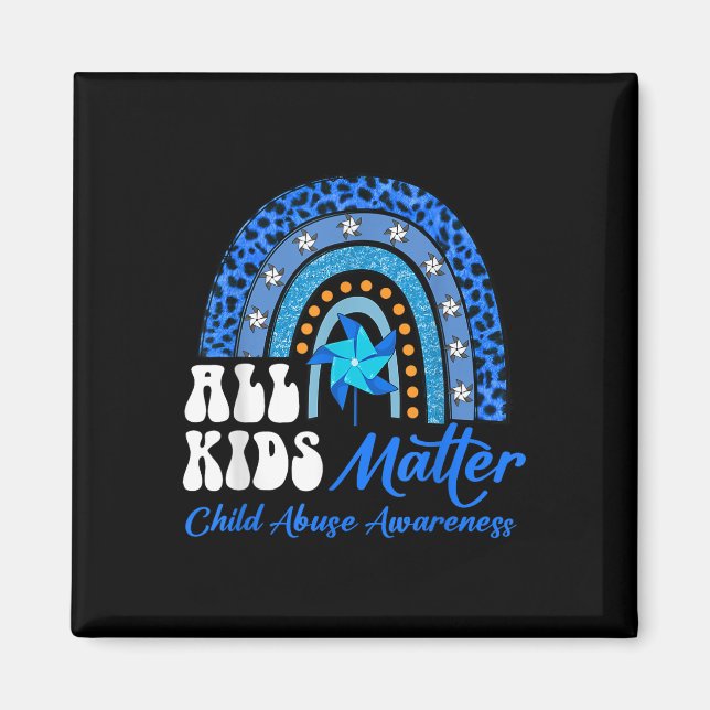 Alla barn - Pinjul Blue Rainbow Child Abuse Awaren Magnet (Framsidan)