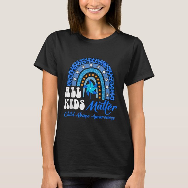 Alla barn - Pinjul Blue Rainbow Child Abuse Awaren T Shirt (Framsida)