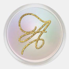 ALLA BEGYNNELSEBOKSTÄVER Guld Script Monogram Pärl Runt Klistermärke