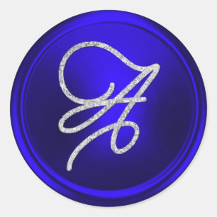 ALLA BEGYNNELSEBOKSTÄVER Silver Script Monogram Ro Runt Klistermärke
