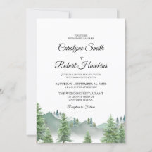 Alla bergsskogar i en bröllopsinbjudan