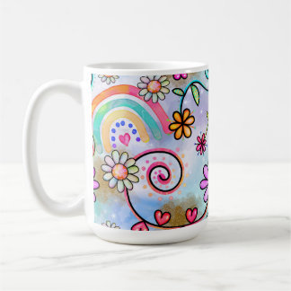 Alla blommor, örhängen och regnbågar kaffemugg