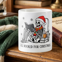 Alla böcker bokade för jul Roligt läsande skelett Kaffemugg