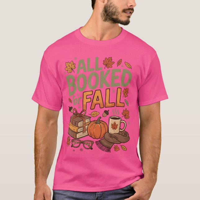 Alla bokade för höstböcker Kaffe Höst Löv Pumpa T Shirt (Framsida)
