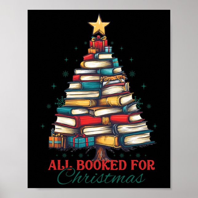 Alla bokade för jul bok träd ljus jul poster (Framsidan)