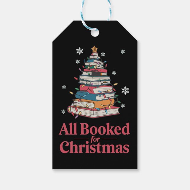 Alla bokade för jul Bok Träd Ljus Presentetikett (Baksidan)