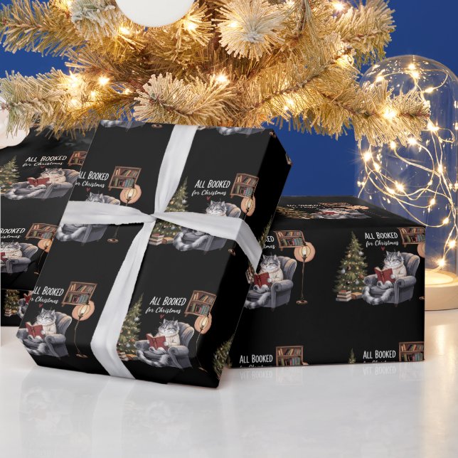 Alla bokade för julbokning, Cat Winter Readin Presentpapper (Helgdagar)