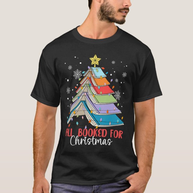 Alla bokade för julljus i Bok Julgran T Shirt (Framsida)
