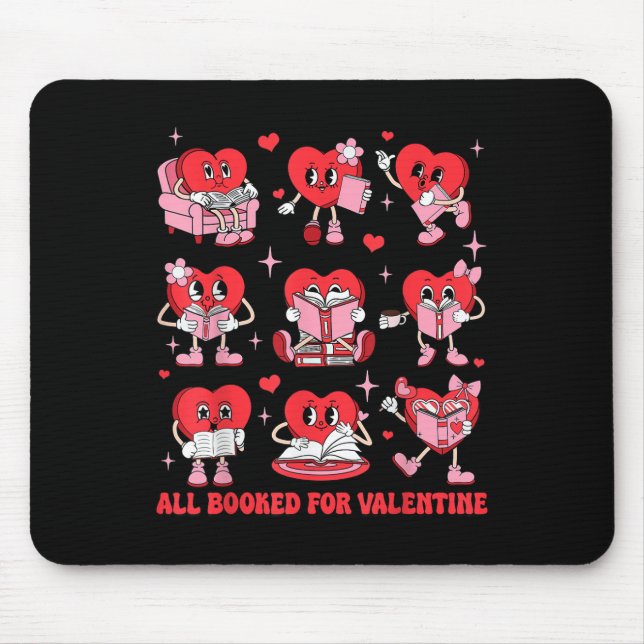 Alla bokade för Valentine Candy Heart Reading Bok Musmatta (Framsidan)