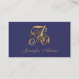 ALLA BOKSTÄVER Alla färger Guld Fancy Monogram Visitkort