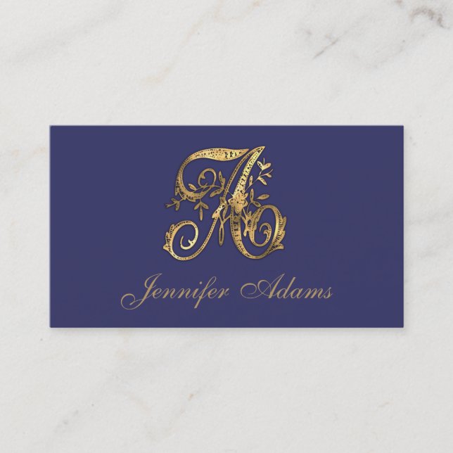 ALLA BOKSTÄVER Alla färger Guld Fancy Monogram Visitkort (Framsida)