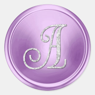 ALLA BOKSTÄVER Silvermonogram 3 Orchid Lila Runt Klistermärke