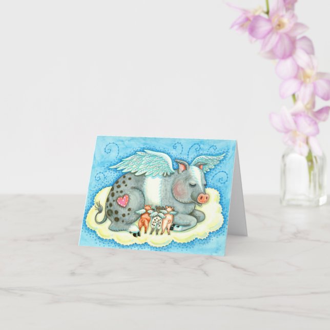 ALLA BRA GÅ TILL HEAVEN, GRIS ÄNGLAR Blank Kort (Orkide)