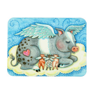 ALLA BRA SVIN GÅR TILL HEAVEN, CUTE GRIS ÄNGLAR MAGNET