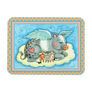 ALLA BRA SVIN GÅR TILL HEAVEN, CUTE GRIS ÄNGLAR MAGNET