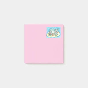 ALLA BRA SVIN GÅR TILL HEAVEN, CUTE GRIS ÄNGLAR POST-IT BLOCK