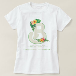 Alla Brev Monogram Tropical Flowers Plam Löv T Shirt
