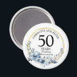 Alla Bröllop (50) Elegant Blue Blommigt-årsdagen Magnet<br><div class="desc">Vilken dag som helst i Bröllop-Elegantens blåårsdag - den här elegantens blåa Blommigt med Guld Ram varje år kan bröllop årsdag vara Blommigt med ditt personligerna speciellare-årsår!</div>