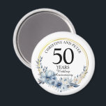 Alla Bröllop (50) Elegant Blue Blommigt-årsdagen Magnet<br><div class="desc">Vilken dag som helst i Bröllop-Elegantens blåårsdag - den här elegantens blåa Blommigt med Guld Ram varje år kan bröllop årsdag vara Blommigt med ditt personligerna speciellare-årsår!</div>
