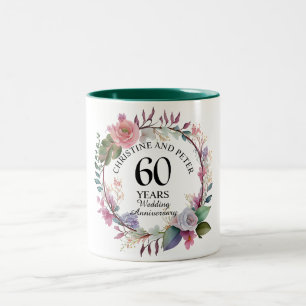 Alla Bröllop (60) Elegantens Blommigt-årsdag Två-Tonad Mugg