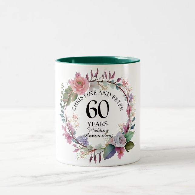 Alla Bröllop (60) Elegantens Blommigt-årsdag Två-Tonad Mugg (Center)