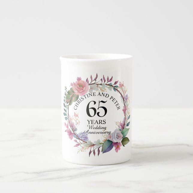 Alla Bröllop (65) Elegantens Blommigt-årsdag Benporslin Mugg (Framsidan)