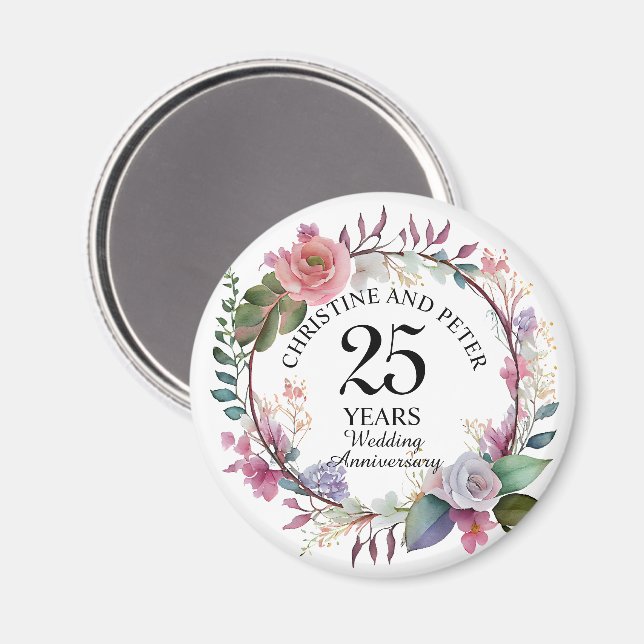 Alla Bröllop-Elegantens Blommigt-årsdag Magnet (Front/Back)