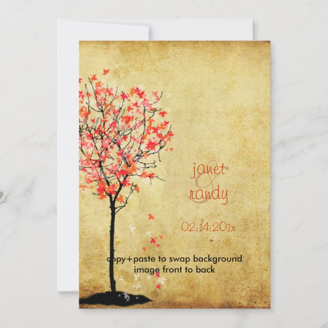 Alla bröllopsinbjudningar/röda löv inbjudningar (Framsida)