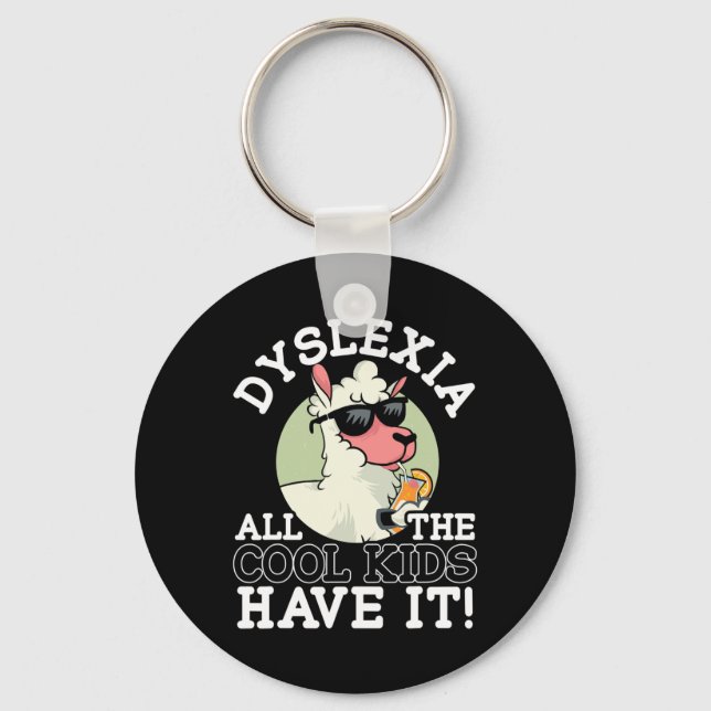 Alla Coola barn har det Dyslexia Awareness Llama Nyckelring (Framsida)