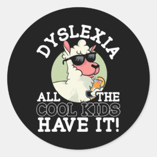 Alla Coola barn har det Dyslexia Awareness Llama Runt Klistermärke