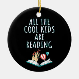 Alla Coola barn läser II keramiskt prydnadsföremål Julgransprydnad Keramik