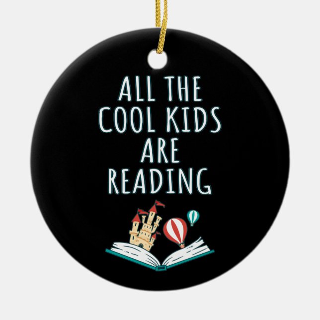 Alla Coola barn läser II keramiskt prydnadsföremål Julgransprydnad Keramik (Framsidan)