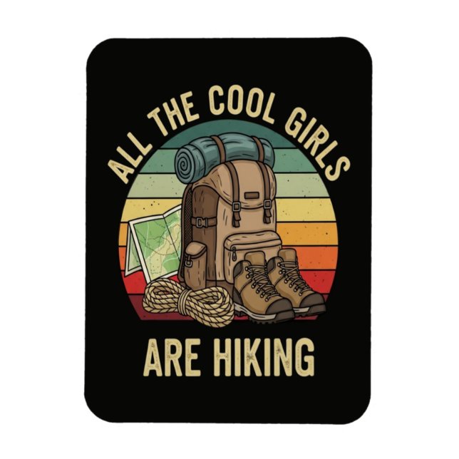 Alla coola tjejer vandrar Retro Magnet (Vertikal)